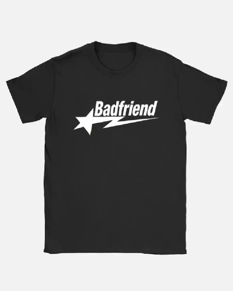 Bad Friend Letter Print Shirt Black White Bad Friend Letter Print Shirt Black White