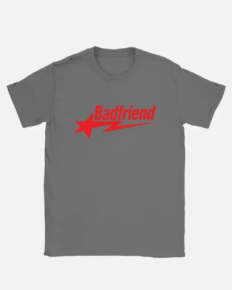 Bad Friend Letter Print Shirt Dark Grey Red Bad Friend Letter Print Shirt Dark Grey Red