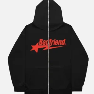 Bad Friend Full Zipper Hoodie Black Red
