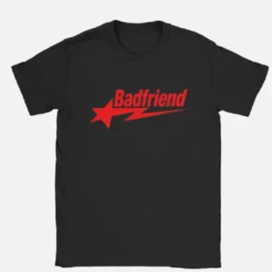 Bad Friend Letter Print Shirt Black Red
