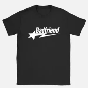 Bad Friend Letter Print Shirt Black White