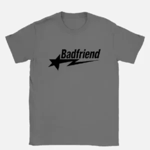 Bad Friend Letter Print Shirt Dark Grey Black