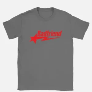 Bad Friend Letter Print Shirt Dark Grey Red