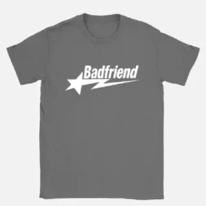 Bad Friend Letter Print Shirt Dark Grey White