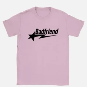 Bad Friend Letter Print Shirt Pink Black