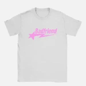 Bad Friend Letter Print Shirt White Pink