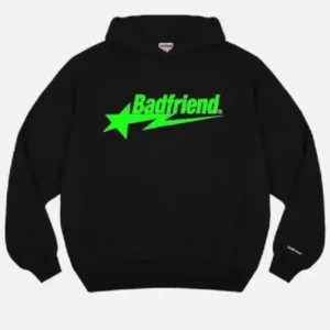 Bad Friend Letter Printed Hoodie Black Green